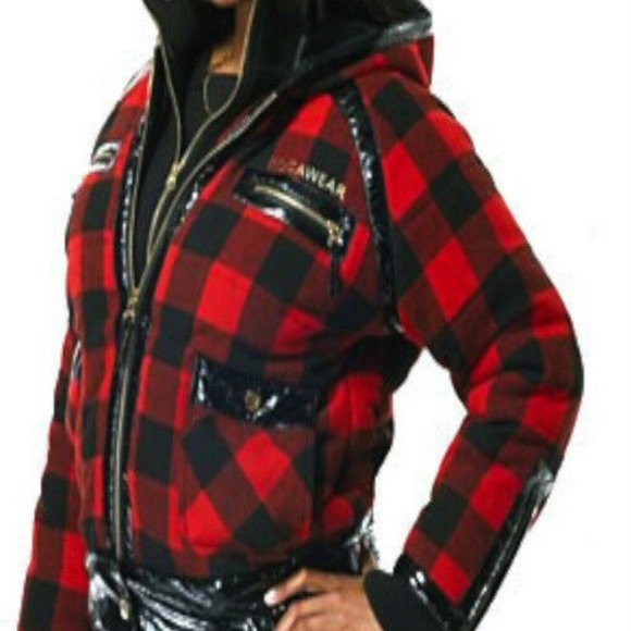 NEW Plaid ROCAWEAR Y2K  Buffalo Plaid  Wool patent leather Fur coat 2X PLUS - Picture 9 of 16